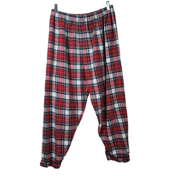 Victoria's Secret Flannel Pajama Set Red Plaid Large Cotton Button Long Pant VTG - Picture 7 of 13